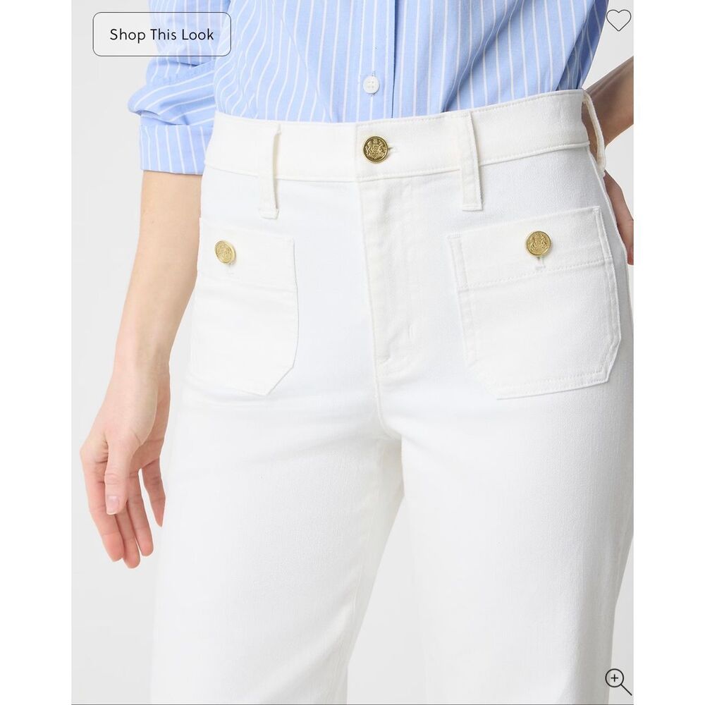 J. Crew Petite slim wide-leg Sailor jean in all-day stretch White NWT size P26 - Picture 2 of 8